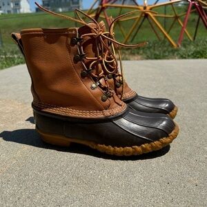 L.L. Bean Brown Leather and Dark Brown Duck Boots